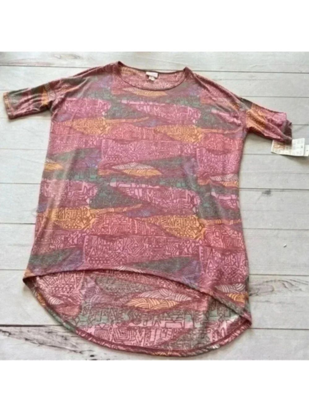 NEW Lularoe SS Tunic Irma Top Sz XS Poly Cotton Rayon Spandex Bust